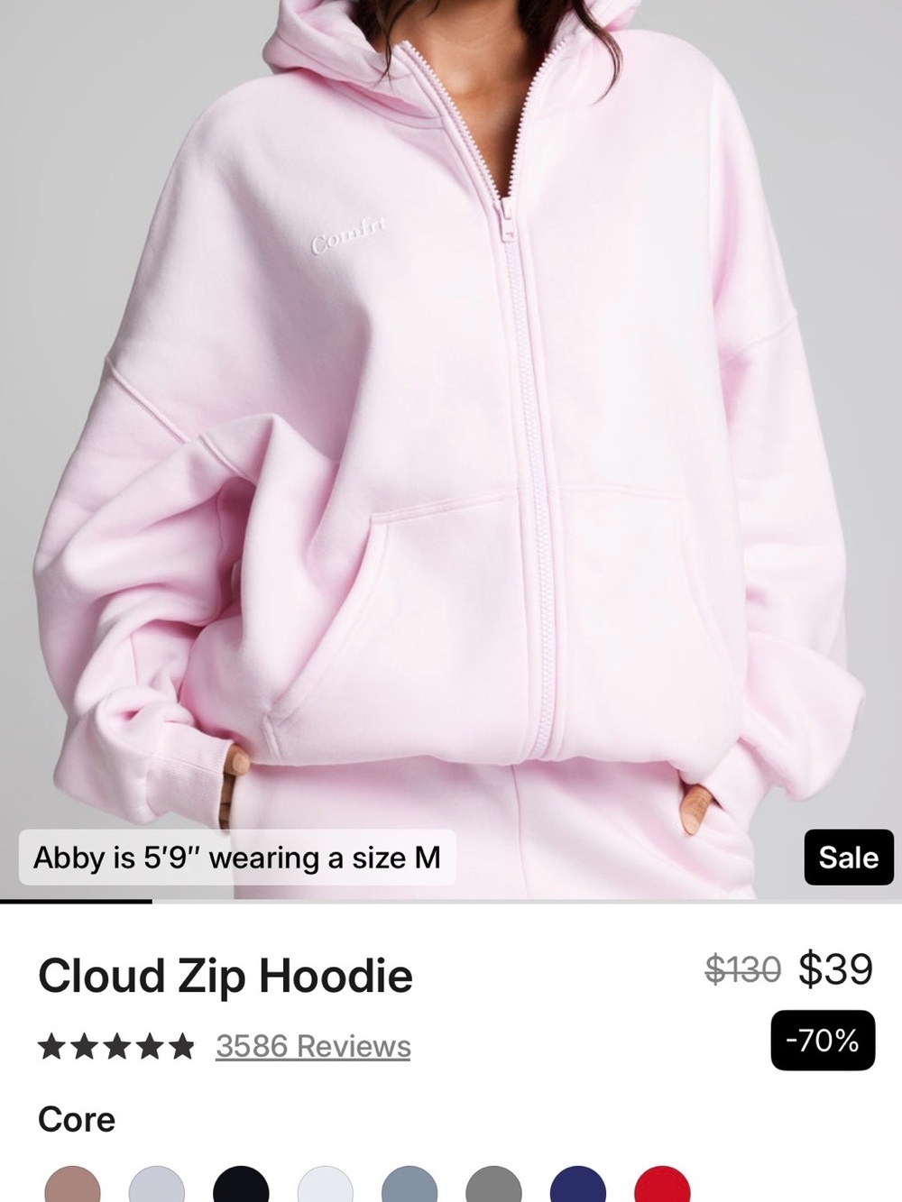 Cloud Zip Hoodie - Pink